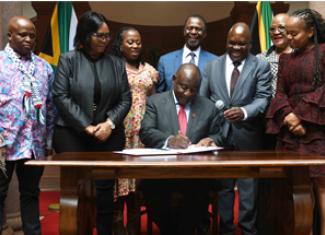 President Cyril Ramaphosa, joined by the Minister of Health, Dr Joe Phaahla, signed into law the National Health Insurance (NHI) Bill in May 2024