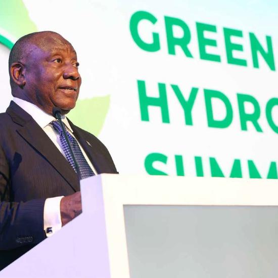 Cyril Ramaphosa addresses the inaugural Africa Green Hydrogen Summit in Cape Town