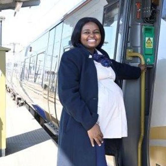 Bawinile Mokgonyana prepares to take the wheel of a Gautrain