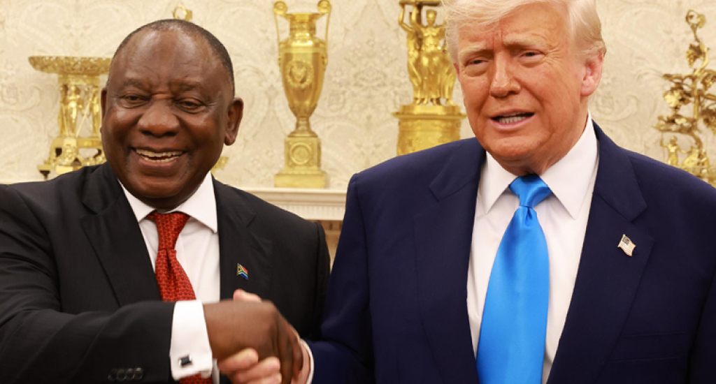 President Cyril Ramaphosa with President Donald Trump in the Oval Office during South Africa’s bilateral meeting with the US.
