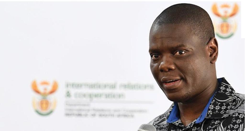 Minister of International Relations and Cooperation, Ronald Lamola addressing the Mapungubwe Institute for Strategic Reflection (MISTRA) Conference in Sandton.