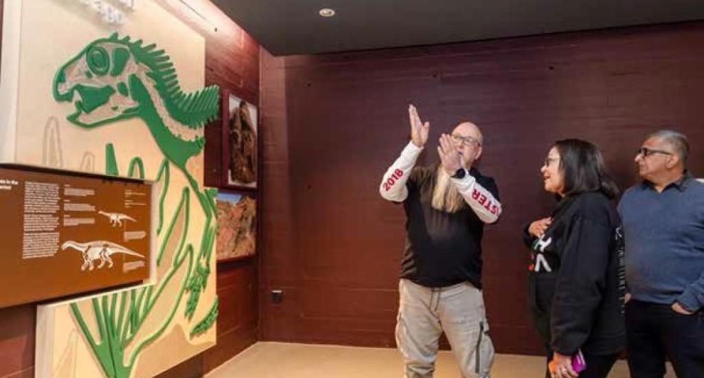 Tourism Minister Patricia de Lille on a pre-inspection tour of the Kgomomodumo Dinosaur Interpretive Centre