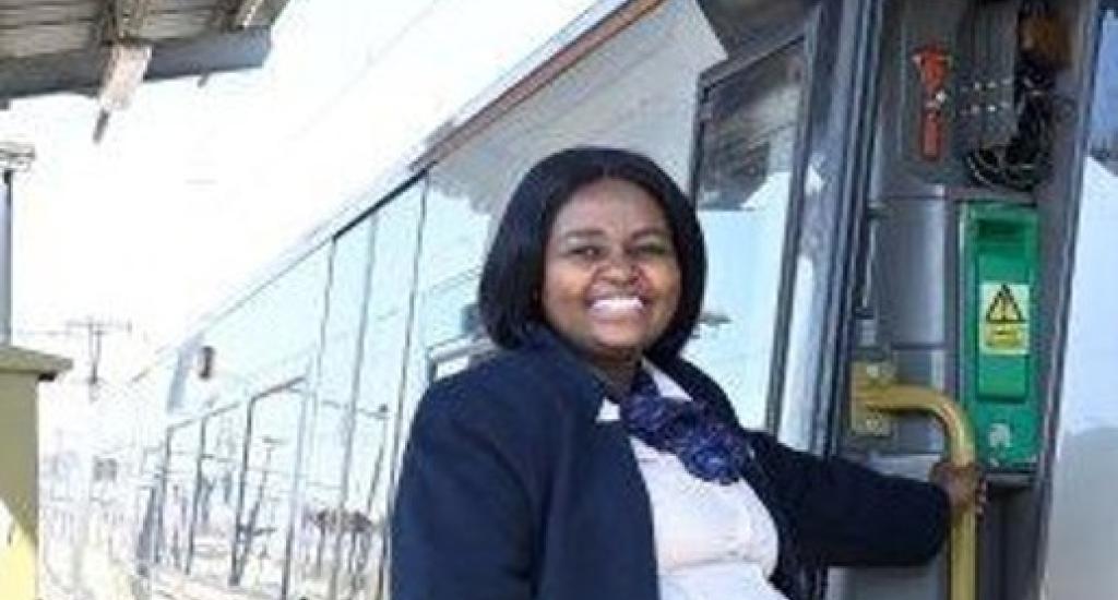 Bawinile Mokgonyana prepares to take the wheel of a Gautrain