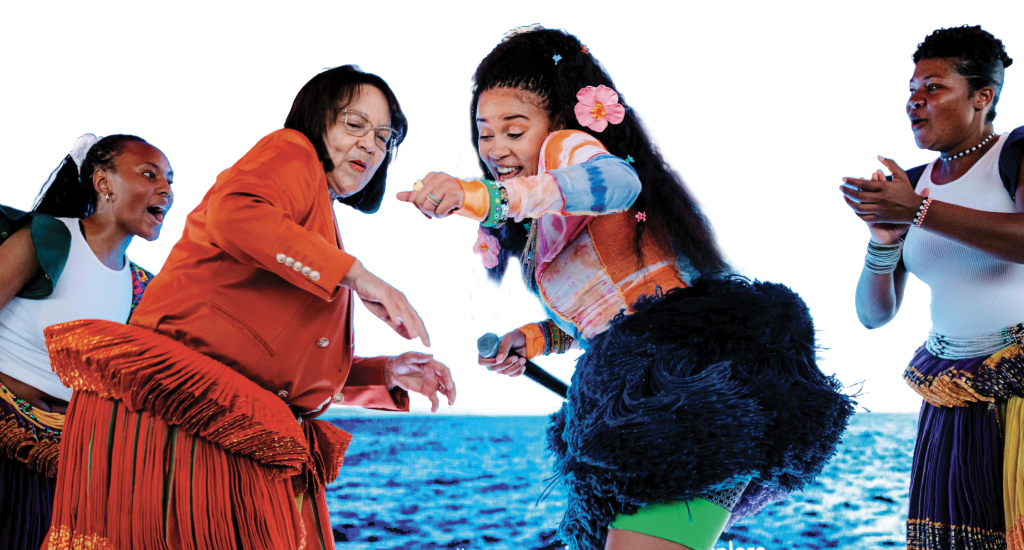  1024 × 550 Web land Tourism Minister Patricia de Lille joins singer Sho Madjozi on stage during the launch of Tourism Month..png 